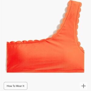 NWT J Crew Factory Women’s XS Bohemian Red Scalloped one-shoulder bikini top